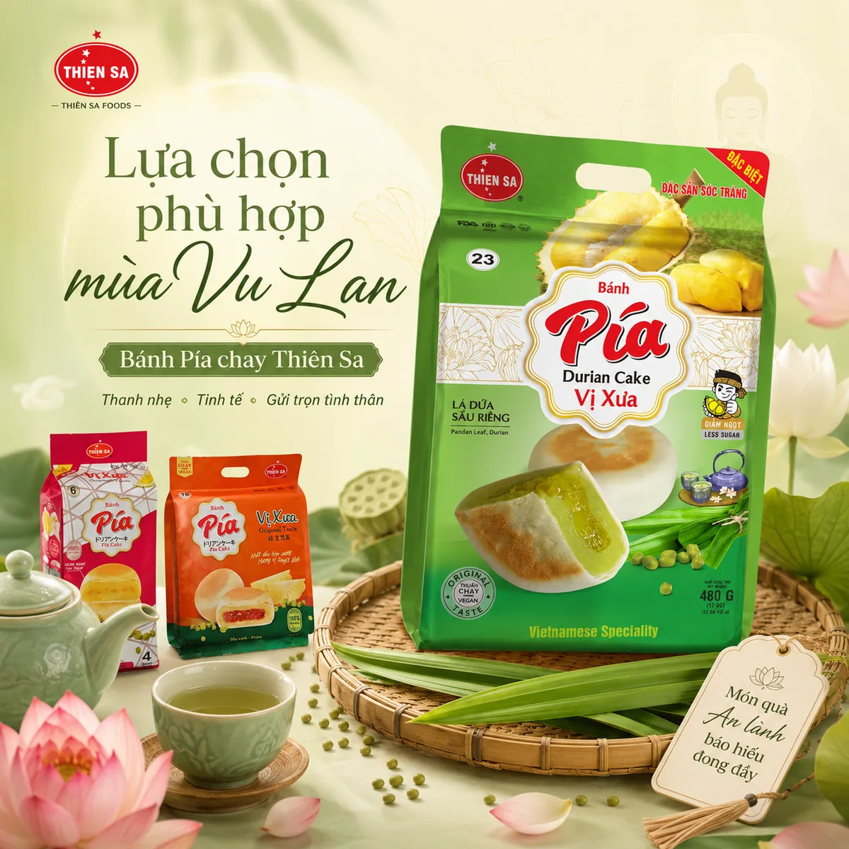 bánh pía chay làm quà tặng bố mẹ mùa Vu Lan