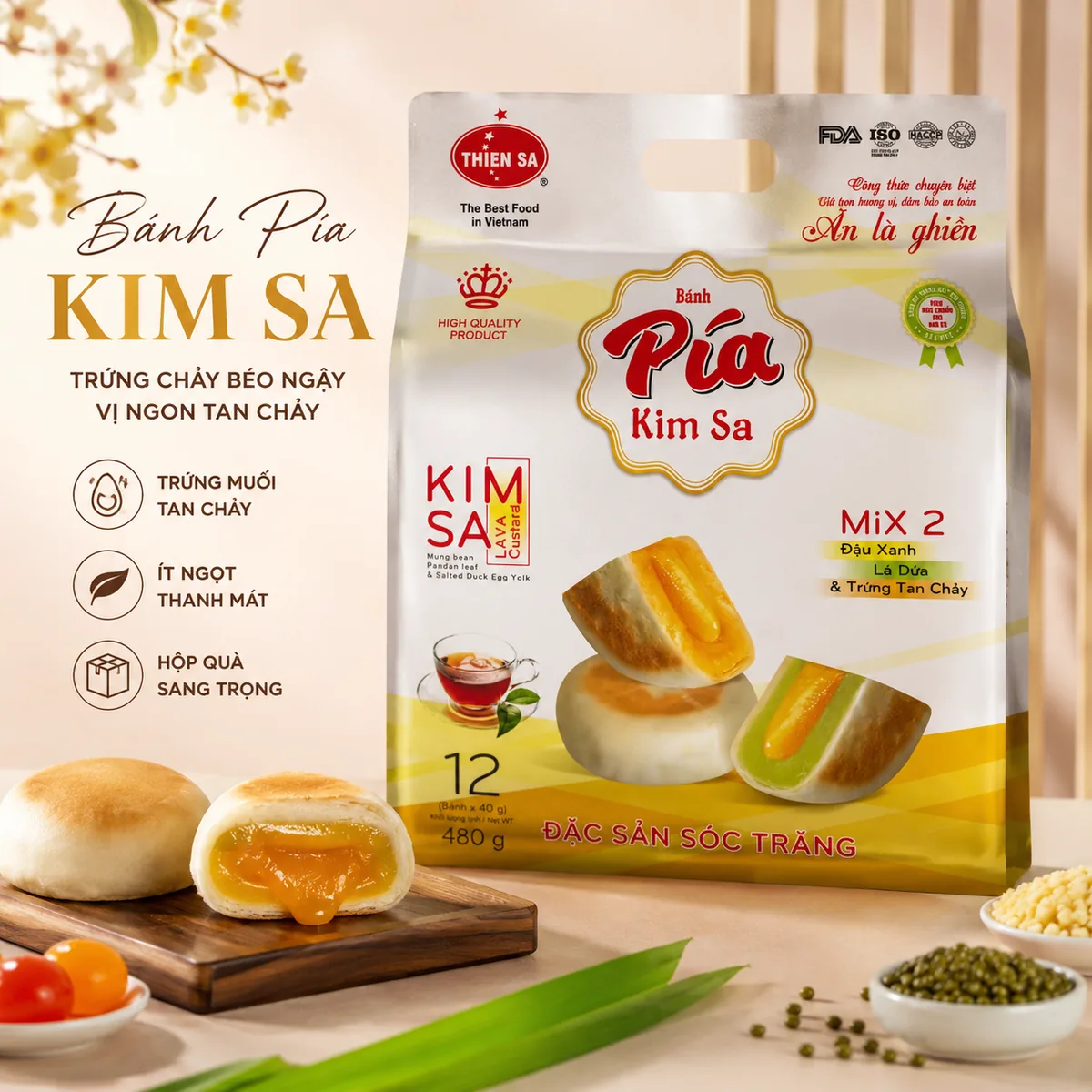 bánh pía kim sa Thiên Sa làm quà
