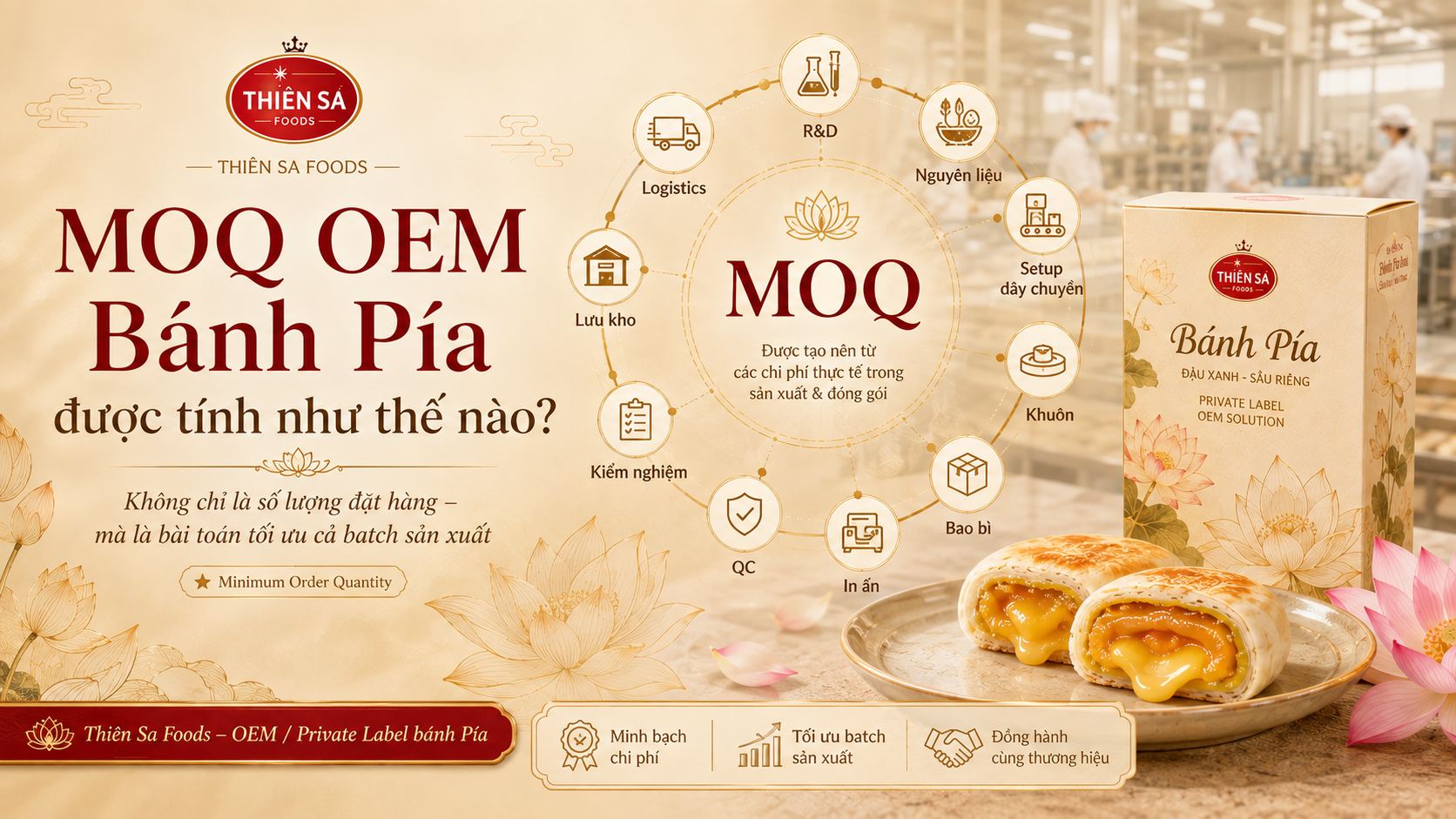 MOQ OEM bánh Pía Thiên Sa Foods
