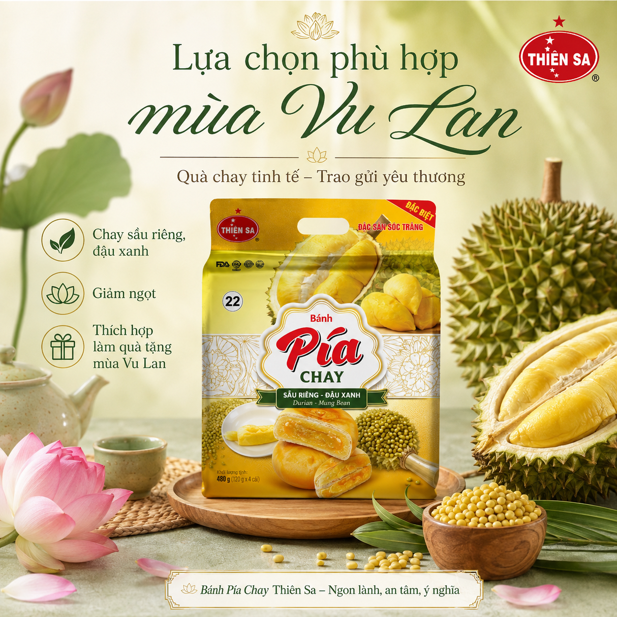 bánh pía sầu riêng truyền thống Thiên Sa
