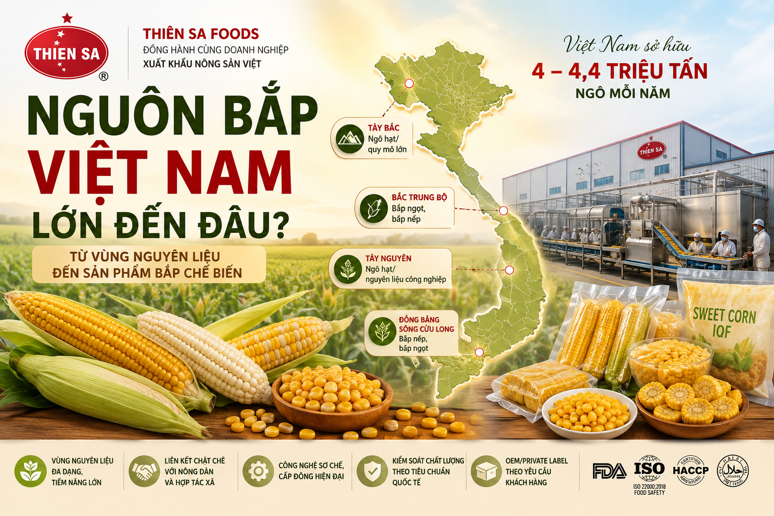 nguồn bắp Việt Nam vùng nguyên liệu chế biến